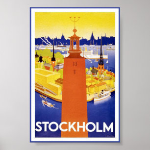 Póster Poster de viajes de cosecha sueca de Estocolmo