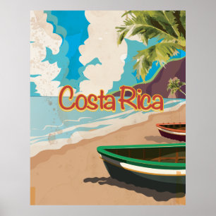 Póster Poster de Viajes de Costa Rica Beach Vintage