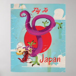Póster Poster de Viajes de Dragon Vintage de Japón