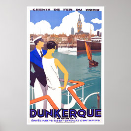 Póster Poster de viajes de Dunkerque France vintage