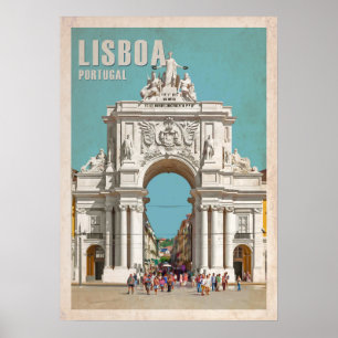 Póster Poster de viajes de época. Arco de la calle Lisboa