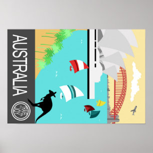 Póster Poster de viajes de época Australia