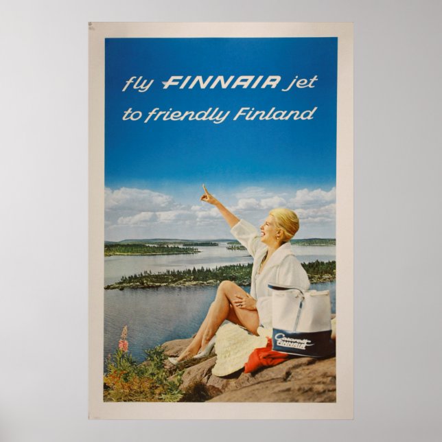 Póster Poster de viajes de época de Finlandia (Frente)