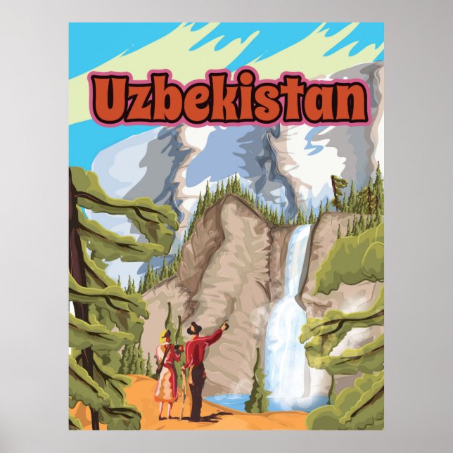 Póster Poster de viajes de época de Uzbekistán (Frente)
