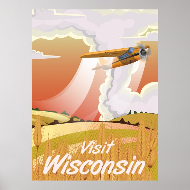 Póster Poster de viajes de época de Wisconsin (Frente)