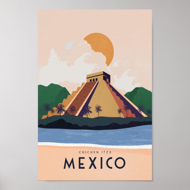 Póster Poster de viajes de época-México-Chichen itza (Frente)