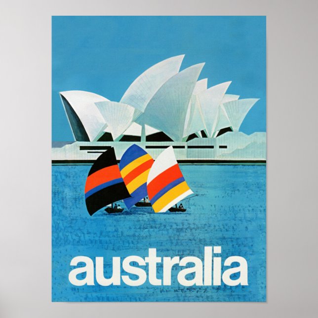 Póster Poster de viajes de época para Australia (Frente)