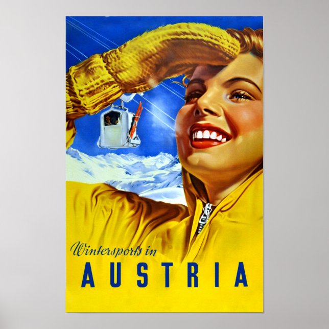 Póster Poster de viajes de época para Austria (Frente)