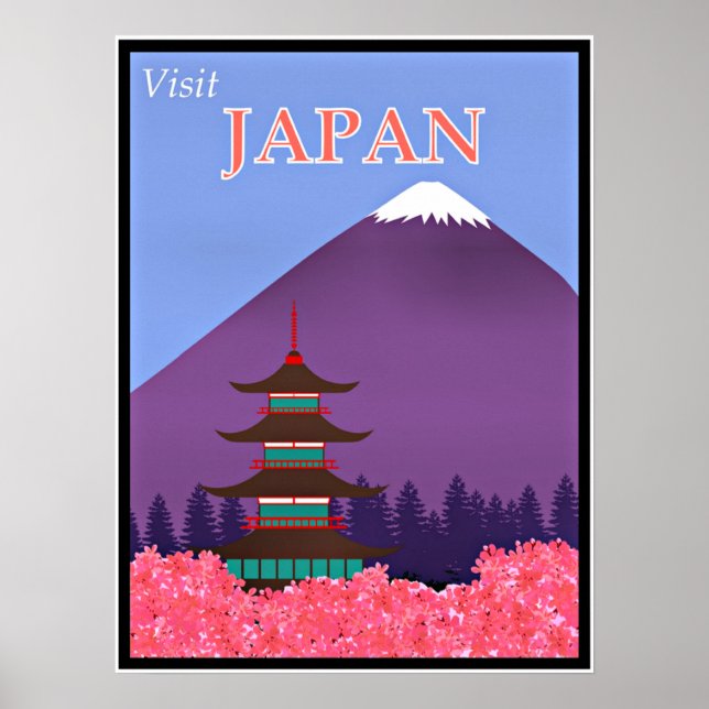 Póster Poster de viajes de época, visita Japón (Frente)