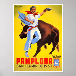 Póster poster de viajes de Feria de Pamplona 1953