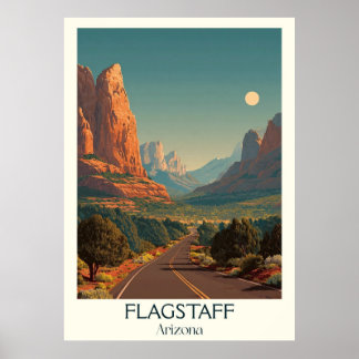 Póster Poster de Viajes de Flagstaff Arizona Vintage | Re