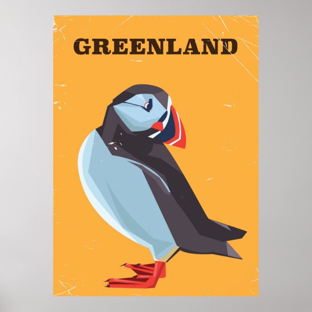 Póster Poster de viajes de Greenland Puffin (Frente)