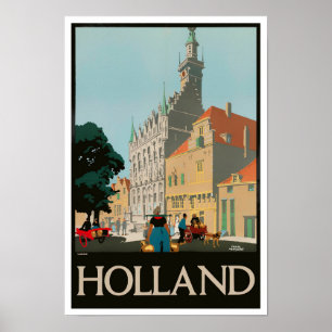 Póster Poster de viajes de Holland vintage