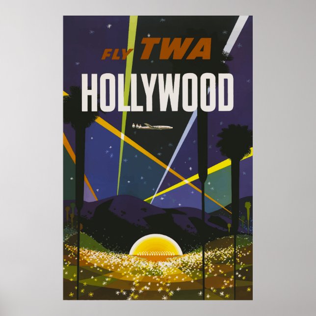 Póster Poster de Viajes de Hollywood Lights Vintage (Frente)
