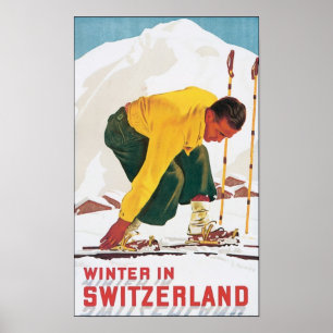 Póster Poster de Viajes de Invierno en Suiza