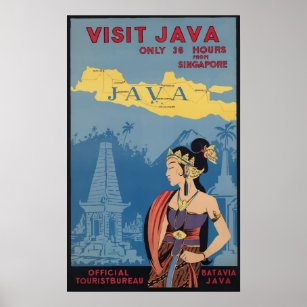 Póster Poster de Viajes de Java Vintage