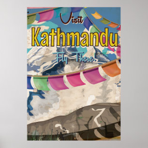 Póster Poster de viajes de Katmandú Vintage