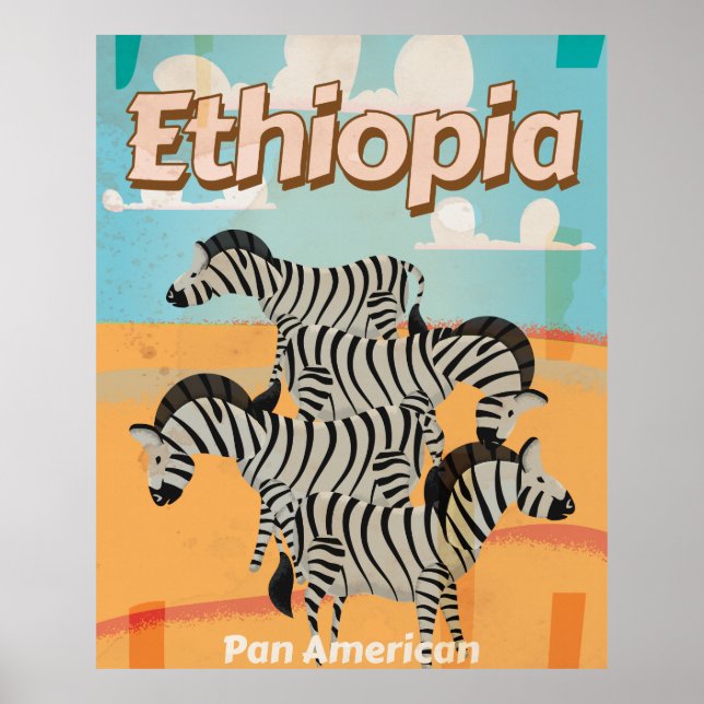 Póster Poster de Viajes de la Antigua Etiopía. (Frente)