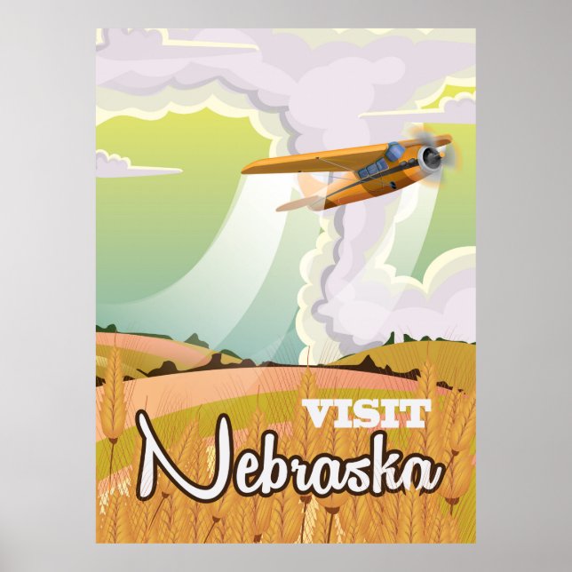 Póster Poster de viajes de la cosecha de Nebraska (Frente)