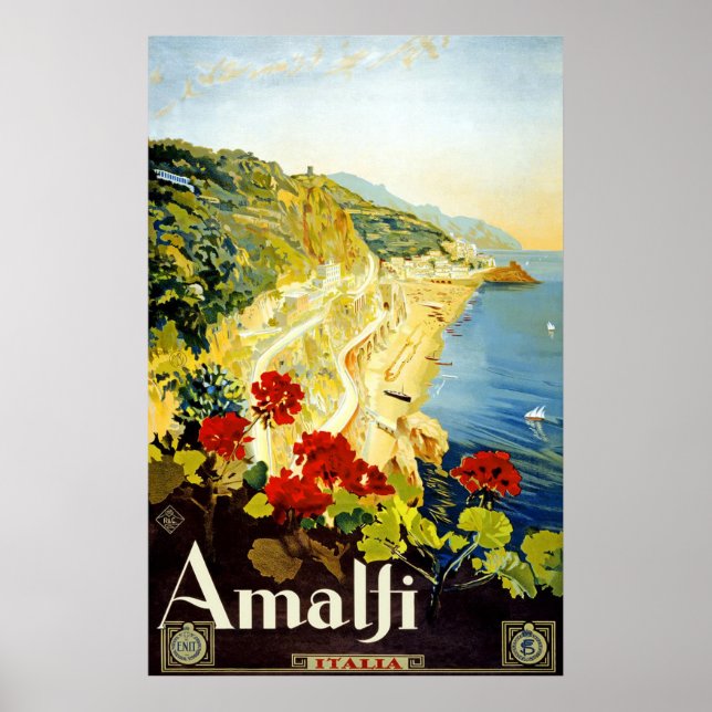 Póster Poster de Viajes de la Costa Italiana Amalfi (Frente)