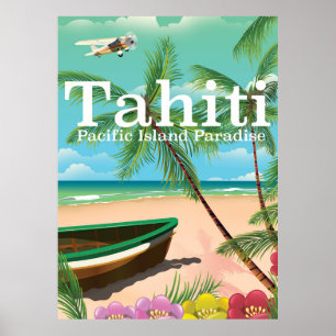 Póster Poster de viajes de la época de Tahití