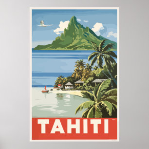 Póster Poster de viajes de la época de Tahití
