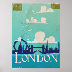 Póster Poster de viajes de la época londinense