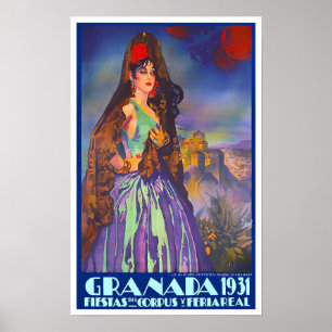 Póster poster de viajes de la Feria de Granada 1931