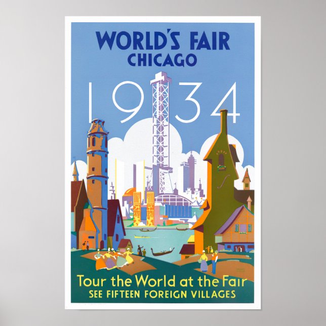 Póster poster de viajes de la Feria Mundial de Chicago de (Frente)