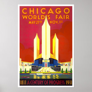 Póster poster de viajes de la Feria Mundial de Chicago de