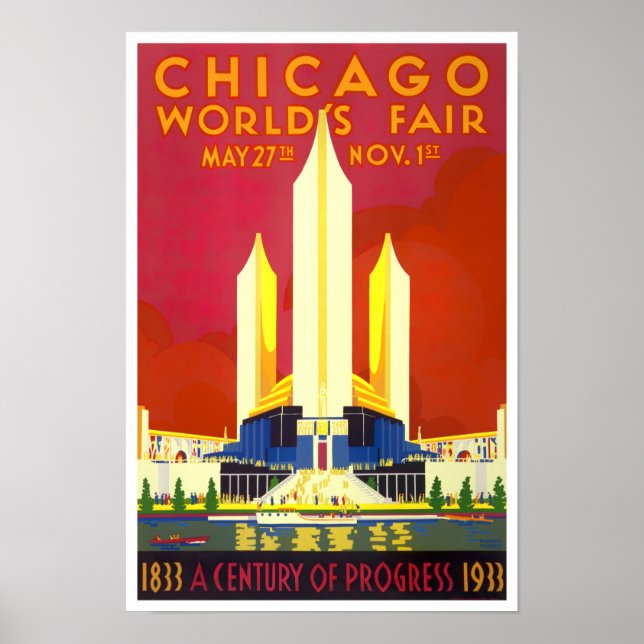 Póster poster de viajes de la Feria Mundial de Chicago de (Frente)
