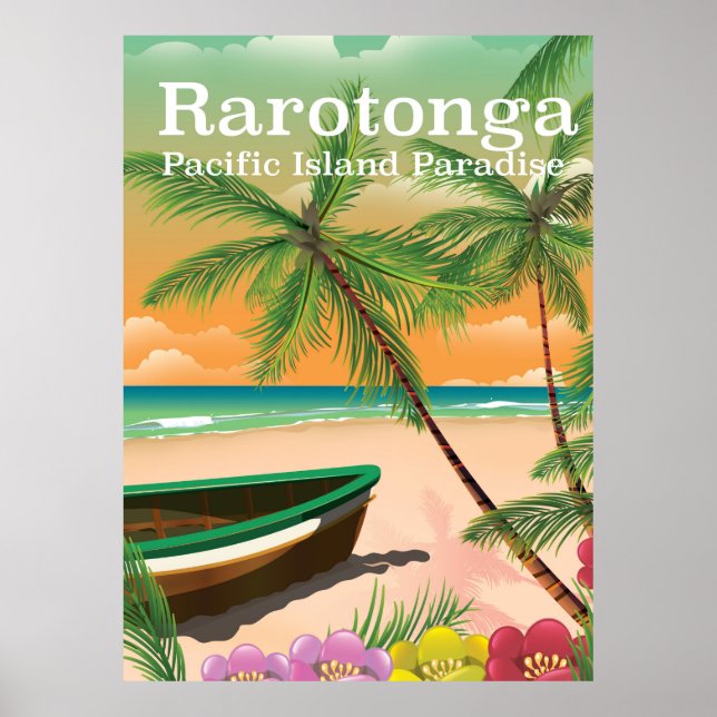 Póster Poster de viajes de la isla del pacífico (Frente)