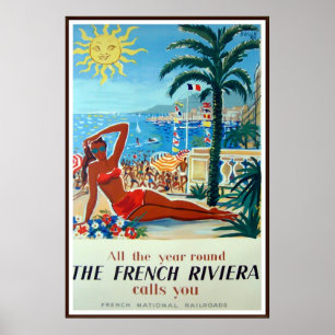 Póster Poster de Viajes de la Riviera Francesa