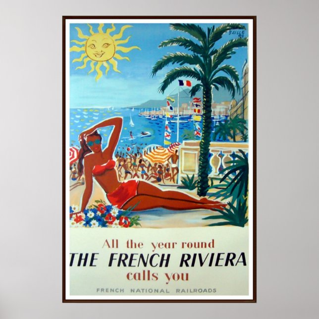 Póster Poster de Viajes de la Riviera Francesa (Frente)