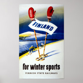 Póster Poster de Viajes de la Vintage de Finlandia restau