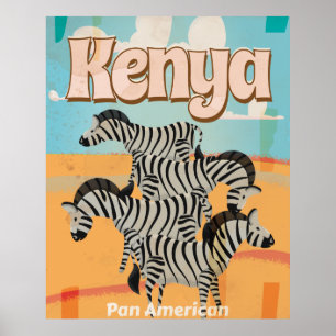 Póster Poster de Viajes de la Vintage de Kenia