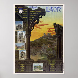 Póster Poster de Viajes de Laon France Vintage 1912