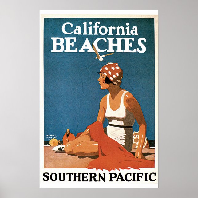 Póster Poster de Viajes de las Playas de California (Frente)