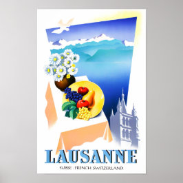 Póster Poster de viajes de Lausanne Suiza