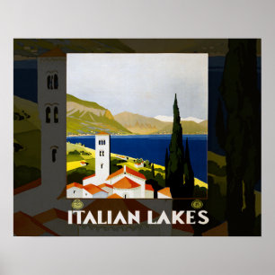 Póster Poster de Viajes de los Lagos de Italia