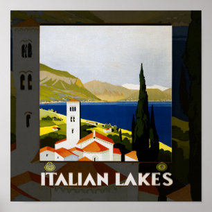 Póster Poster de Viajes de los Lagos de Italia