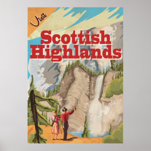 Póster Poster de Viajes de los Vintage de Escocia Highlan