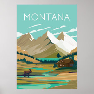 Póster Poster de viajes de Montana vintage