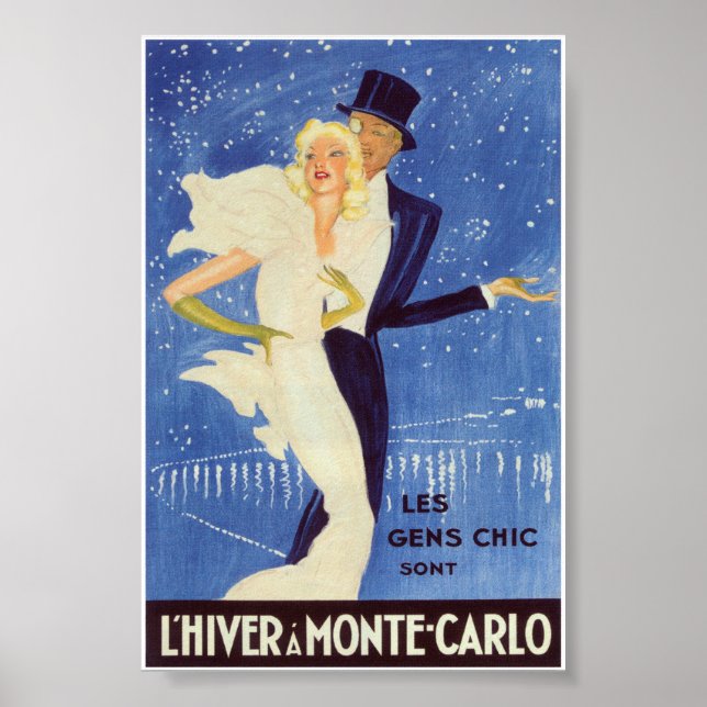 Póster Poster de Viajes de Monte Carlo Vintage (Frente)