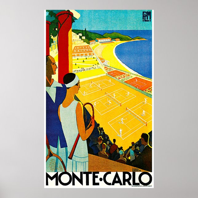 Póster Poster de Viajes de Monte Carlo Vintage (Frente)