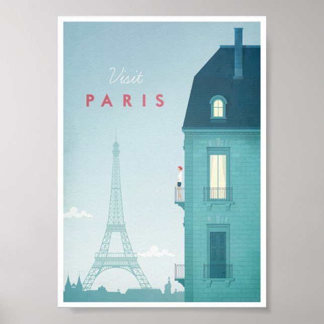 Póster Poster de Viajes de París Vintage (Frente)