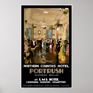 Póster Poster de viajes de Portrush Vintage de Irlanda de