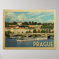 Poster de Viajes de Praga Vintage