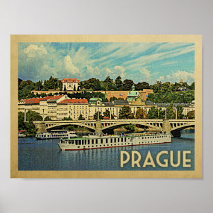 Póster Poster de Viajes de Praga Vintage
