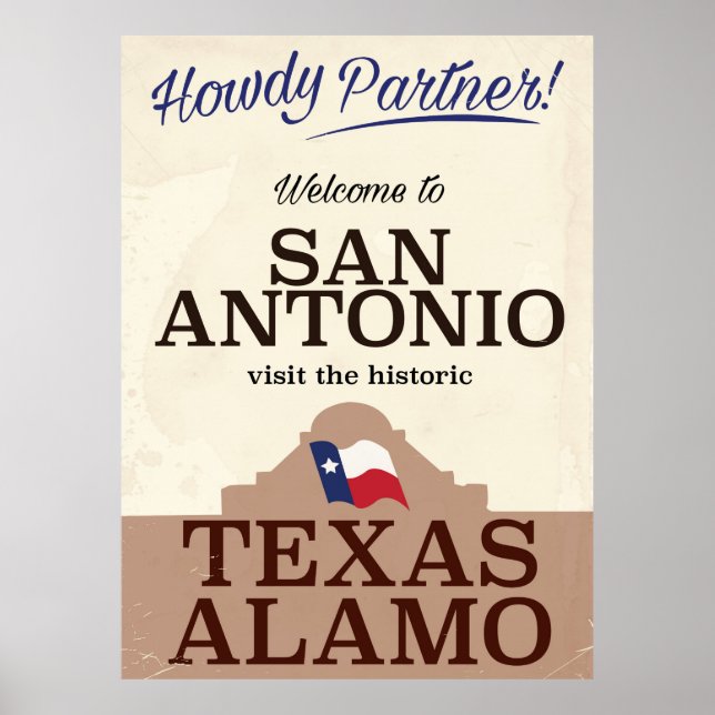 Póster Poster de viajes de San Antonio texas (Frente)